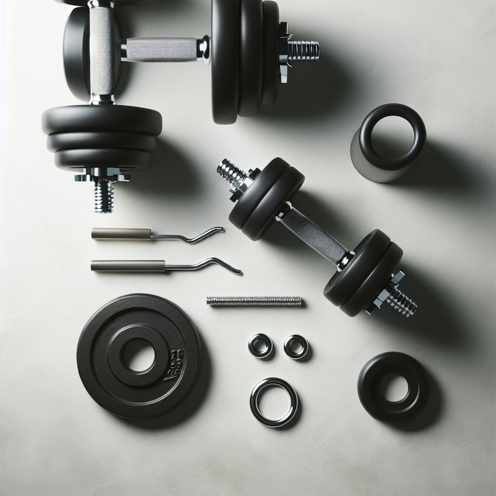 Dumbbell and weight plate representing basic training equipment