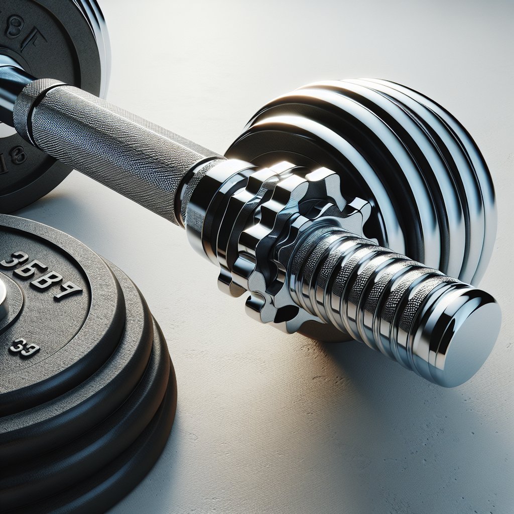 Chrome adjustable dumbbell with locking collars and weight plates