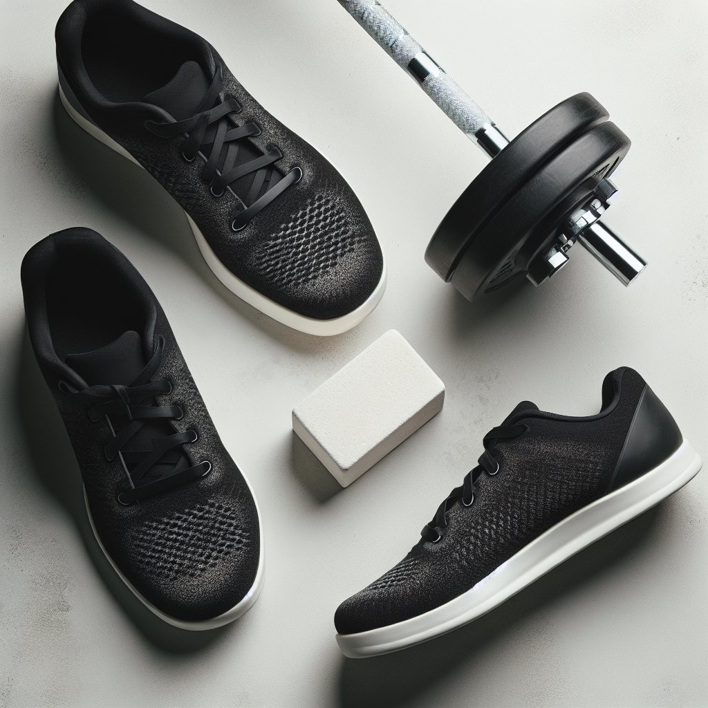 Weightlifting shoes and chalk for squat preparation