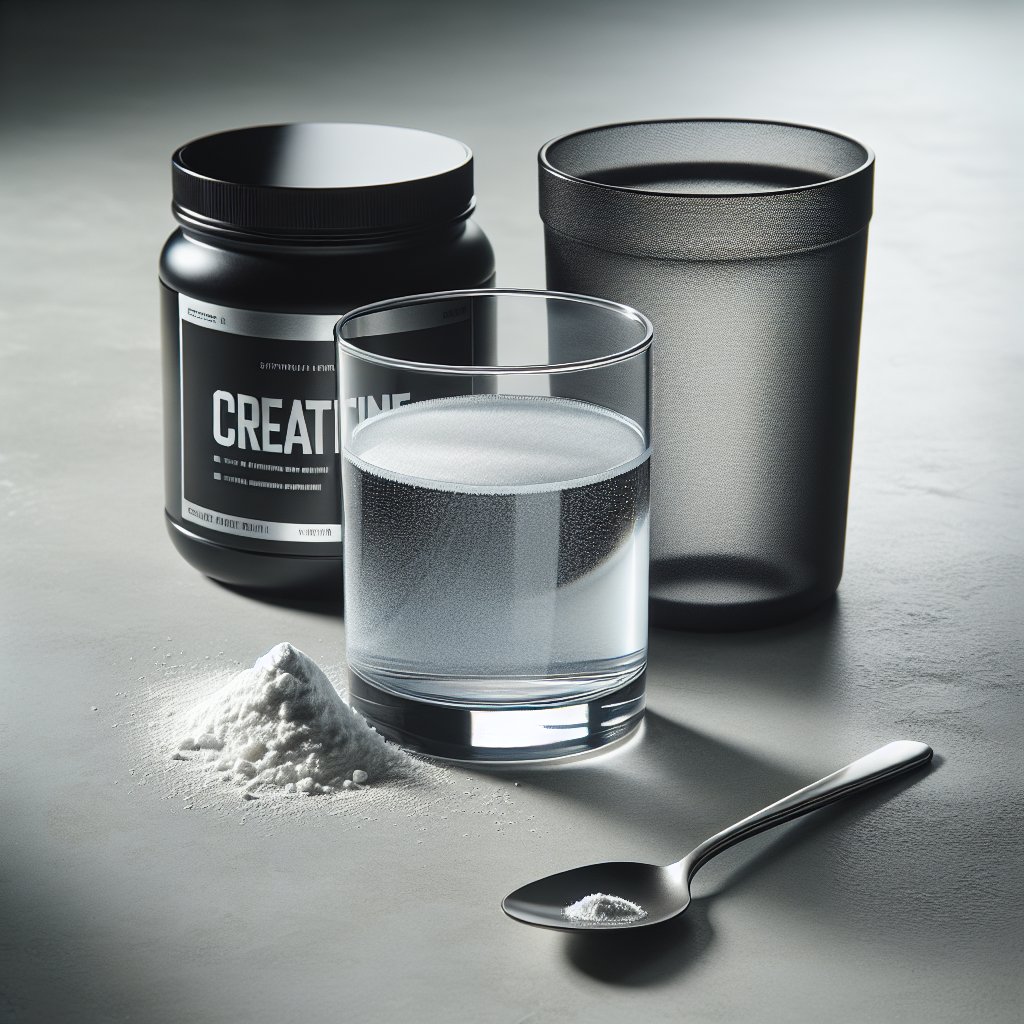 Creatine dissolving in glass of water